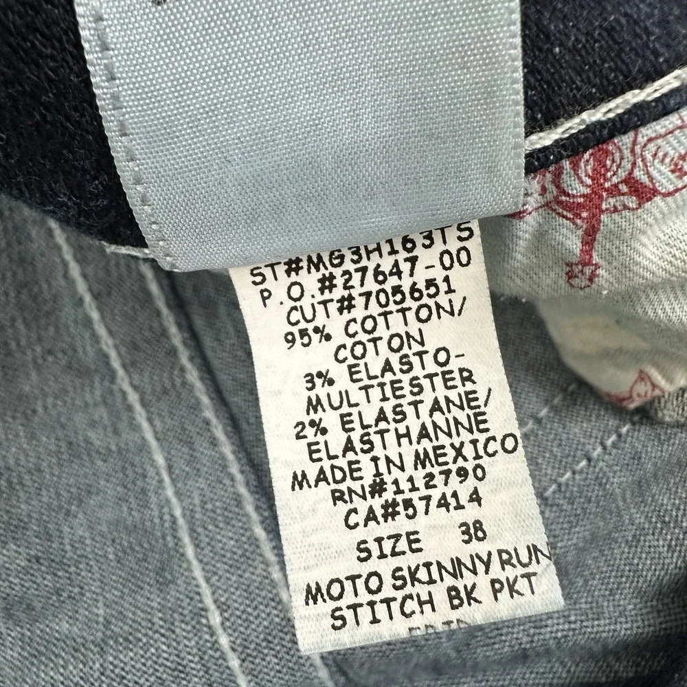 EUC True‎ Religion Men's Tag 38 Dark Blue Moto Stretch Jeans 42x34 Thick Stitch